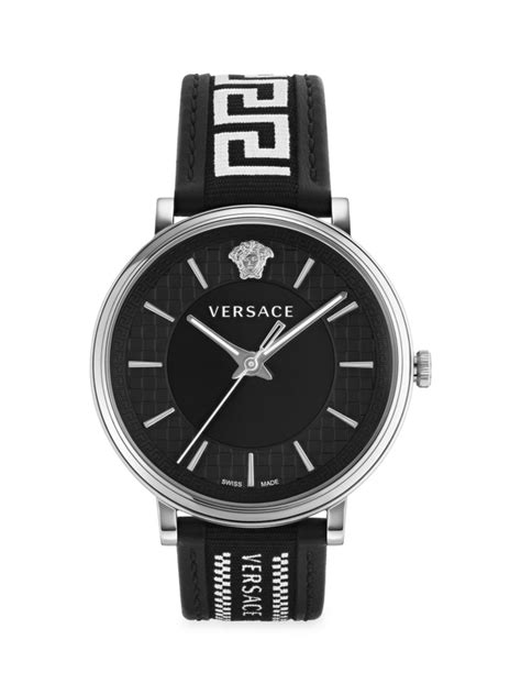 versace 0400098777333|Versace Logo Stainless Steel & Leather.